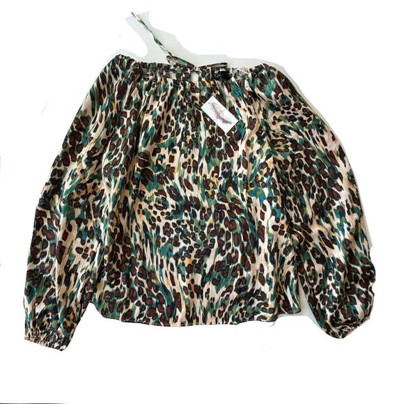 NWT Jessica Simpson Lyala Cheetah Ferns Powder Puff Relaxed Blouse Size S - Picture 6 of 6
